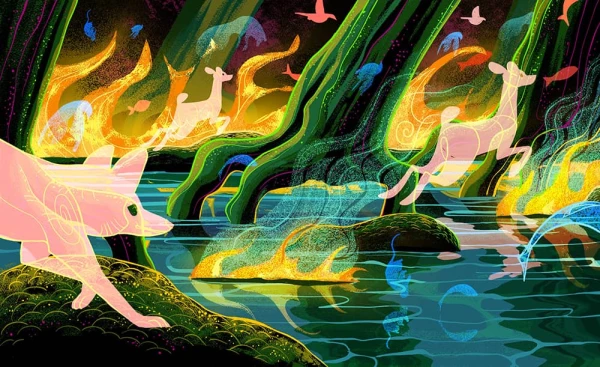 Earth in Color. Illustration by Dominique Ramsey, Decorative, Nature, Fantasy, 