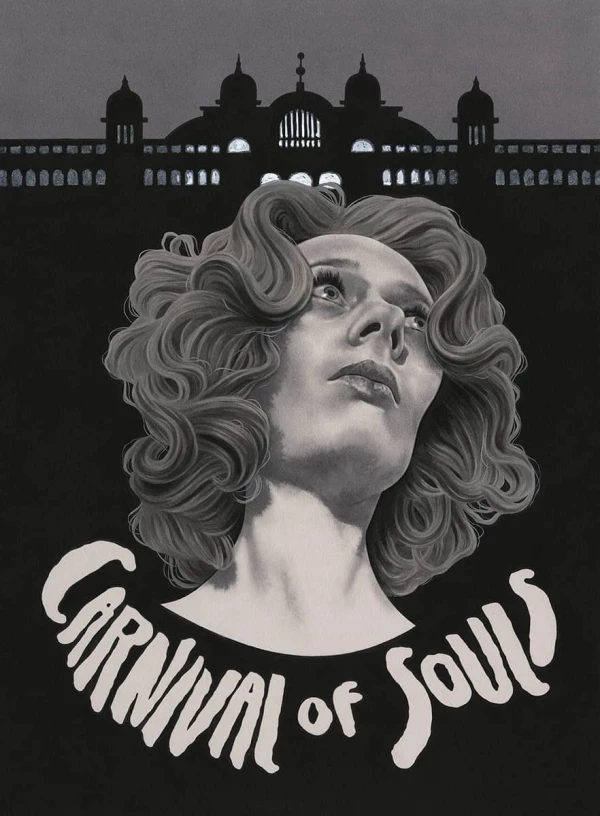 Illustration for Carnival of Souls with the face of a woman looking frightened. Illustration by Edward Kinsella, Figurative, Portrait, 