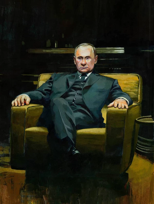 Portrait of Putin as the Godfather. Illustration by Jon Berkeley, Portrait, Figurative, 