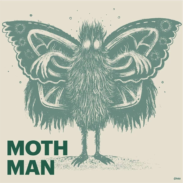 Illustration of Moth Man, a giant fuzzy moth. Illustration by Tyler Grobowsky, Fantasy, Whimsical, 